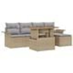 vidaXL Ensemble de salle à manger de jardin 6 pièces en poly rotin beige et acacia