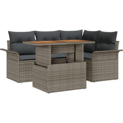 Vidaxl - Ensemble de salle à manger de jardin 5 pièces avec coussins en rattan synthétique gris et acacia
