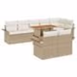 vidaXL Ensemble de salle à manger de jardin de 9 pièces avec coussins en rattan synthétique beige et acacia