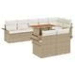 vidaXL Ensemble de salle à manger de jardin de 9 pièces avec coussins en rattan synthétique beige et acacia