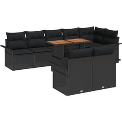 Vidaxl - Set de jardin 9 pièces avec coussins en polyrotin noir et acacia