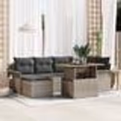 vidaXL Ensemble de jardin 7 pièces avec coussins gris en polyrotin et en acacia