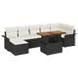 vidaXL Set de salle à manger de jardin 8 pièces avec coussins Noir Rotin Synthétique Acacia