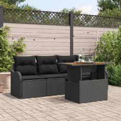vidaXL Ensemble de canapé de jardin 5 pcs Noir 100 x 55 x 73 cm