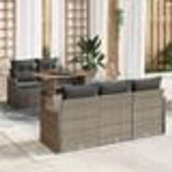 Ensemble de canapé de jardin de 6 pièces avec coussins en gris Poly Rotin Acacia