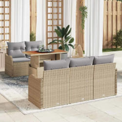 vidaXL Ensemble de canapé de jardin 6 pcs beige et gris clair