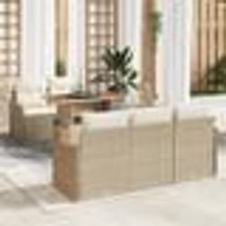 Ensemble sofa jardin 6 pièces avec coussins beige en poly rotin acacia