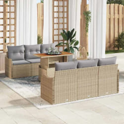 vidaXL Ensemble de canapé de jardin 7 pcs beige et gris clair