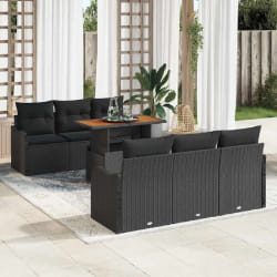 vidaXL Ensemble de canapé de jardin 7 pcs Noir 100 x 55 x 73 cm