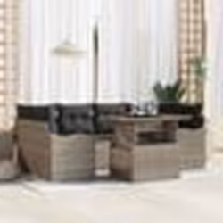 Canapé de jardin 7 pièces avec coussins Gris poly rattan acacia