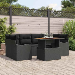 vidaXL Ensemble de canapé de jardin 7 pcs Noir 100 x 55 x 73 cm