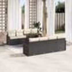 Ensemble de Canapés de Jardin 9 Pièces avec Coussins Noir en Rattan Poly
