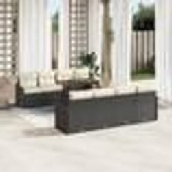 Ensemble de Canapés de Jardin 9 Pièces avec Coussins Noir en Rattan Poly