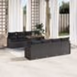 Ensemble de canapé de jardin 9 pièces avec coussins en poly rattan noir acacia