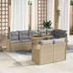 Ensemble de canapés de jardin 9 pièces avec coussins beige