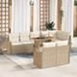 Ensemble de Canapés de Jardin 9 Pièces avec Coussins Beige Rattan Poly Acacia