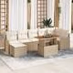 Canapé de jardin 8 pièces avec coussins beige en polyrotin