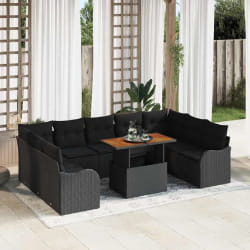 vidaXL Ensemble de canapé de jardin 10 pcs Noir 100 x 55 x 73 cm