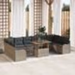 Ensemble de Canapé de Jardin 11 pièces avec Coussins Gris Rattan Poly Acacia