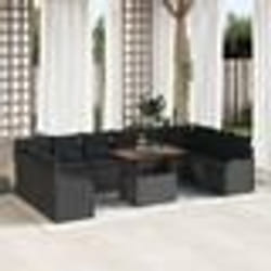 Ensemble de Canapés de Jardin 11 Pièces vidaXL avec Coussins Noir Rattan Acacia