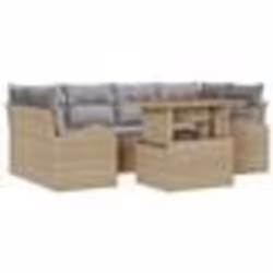 vidaXL Set de salle à manger de jardin 7 pièces avec coussins beige en rotin synthétique acacia