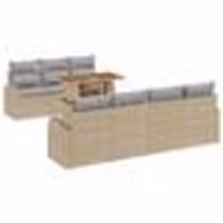 vidaXL Ensemble salle à manger jardin 8 pièces avec coussins Beige Poly Rattan Acacia