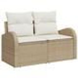 vidaXL Ensemble de Salle à Manger de Jardin 9 Pièces avec Coussins Beige Poly Rattan Acacia