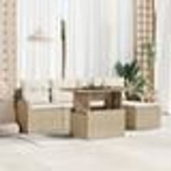 vidaXL Set de salle à manger de jardin 6 pièces avec coussins Beige Rotin Acacia
