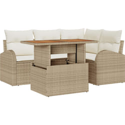 Vidaxl - Ensemble de Dîner de Jardin de 5 Pièces avec Coussins Beige Rattan poly Acacia