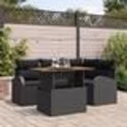 vidaXL Set de salle à manger de jardin 5 pièces avec coussins noirs en poly rotin