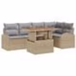 vidaXL Ensemble salle à manger jardin 6 pièces avec coussins Beige Poly Rattan Acacia