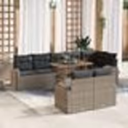 vidaXL Ensemble de salle à manger de jardin de 9 pièces avec coussins en poly rotin et acacia