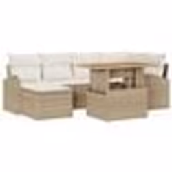 vidaXL Ensemble de salle à manger de jardin 7 pièces avec coussins Beige Poly Rattan