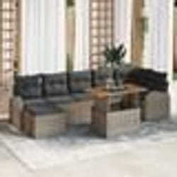 vidaXL Ensemble de jardin 8 pièces avec coussins gris en poly rotin