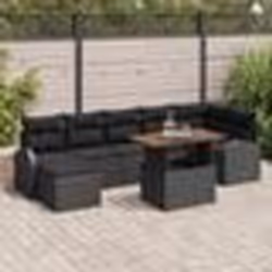 vidaXL Ensemble de salle à manger de jardin 8 pièces avec coussins en noir et polyrotin