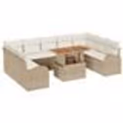 vidaXL Ensemble de Salle à Manger de Jardin de 10 Pièces avec Coussins Beige Poly Rotin Acacia