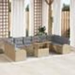 vidaXL Ensemble de salle à manger de jardin 11 pièces avec coussins en poly rotin acacia