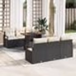 Ensemble de Canapés de Jardin de 7 Pièces avec Coussins en Rattan Poly Noir Acacia