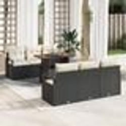 Ensemble de Canapés de Jardin de 7 Pièces avec Coussins en Rattan Poly Noir Acacia