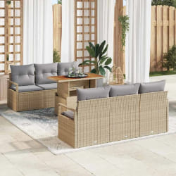 vidaXL Ensemble de canapé de jardin 7 pcs beige et gris clair