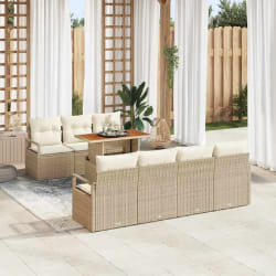 vidaXL Ensemble de Canapé de Jardin 8 pcs Beige et crème Moyen