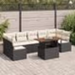 vidaXL Ensemble de Canapé de Jardin 8 pcs Noir et Crème Grand