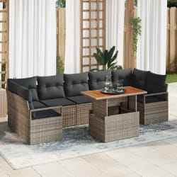 vidaXL Ensemble de canapé de jardin avec coussin 8 pcs Gris et marron