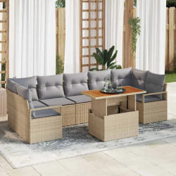 vidaXL Ensemble de canapé de jardin 8 pcs Beige et gris Grand Rotin