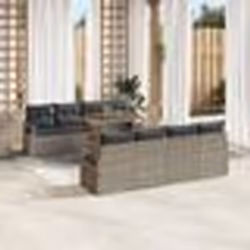 Canapé de Jardin vidaXL 9 Pièces avec Coussins Rattan Poly Gris Acacia