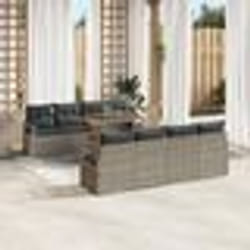 Canapé de Jardin vidaXL 9 Pièces avec Coussins Rattan Poly Gris Acacia