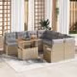 vidaXL Ensemble de Canapés de Jardin 9 pcs Beige et gris Grand