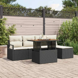 vidaXL Ensemble de salle à manger pour jardin 6 pcs Noir et Crème