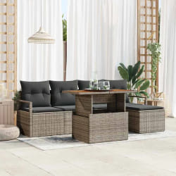 vidaXL Ensemble de Sofa de Jardin avec coussin 6 pcs Gris Grand