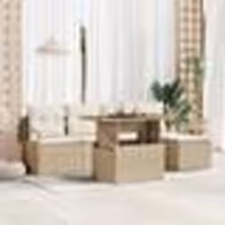 vidaXL Ensemble de canapé de jardin 6 pcs Beige et crème Moyen